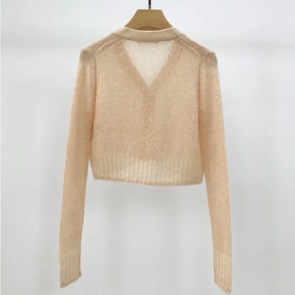 🍁ACNE STUDIOS mesh cardigan blush beige - Picture 2 of 15